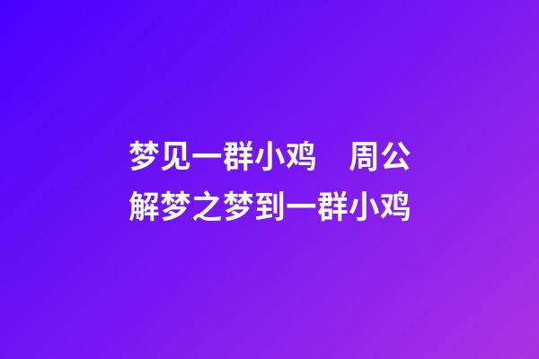 梦见一群小鸡　周公解梦之梦到一群小鸡